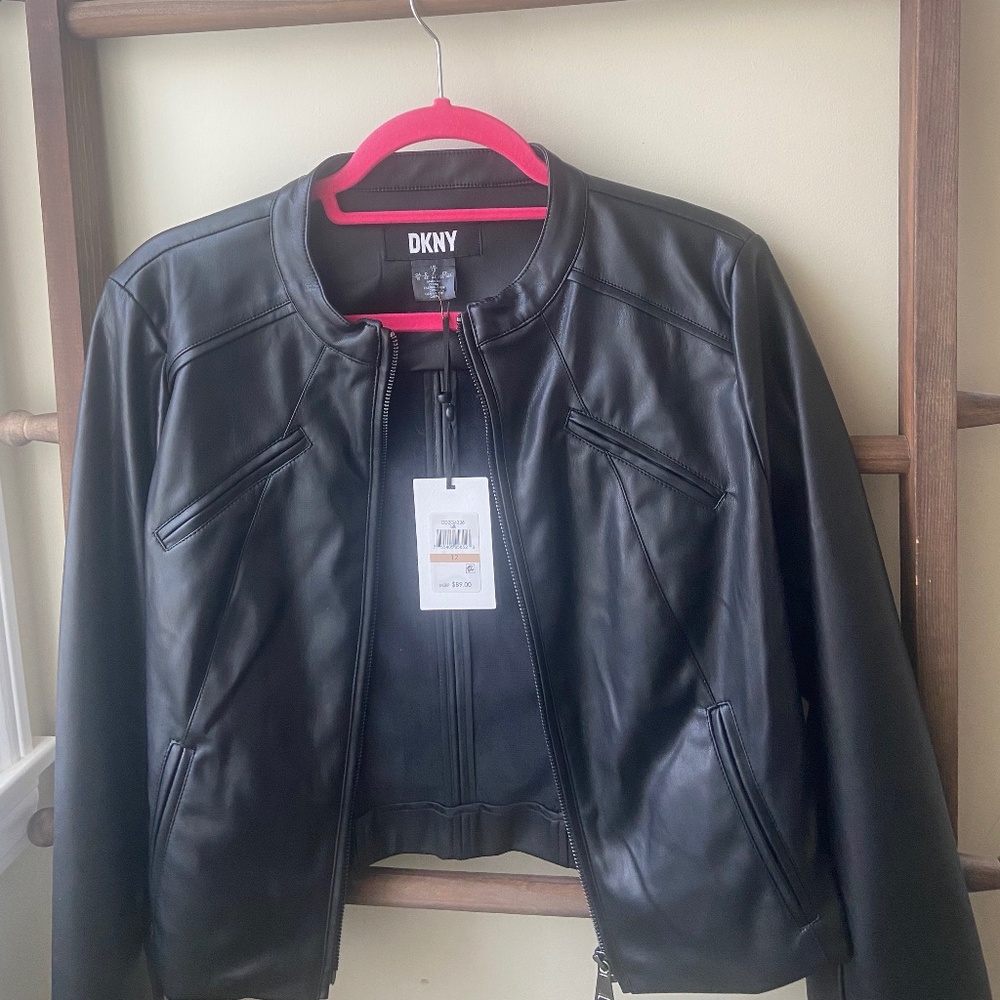 DKNY Faux-Leather Moto Jacket NWT
